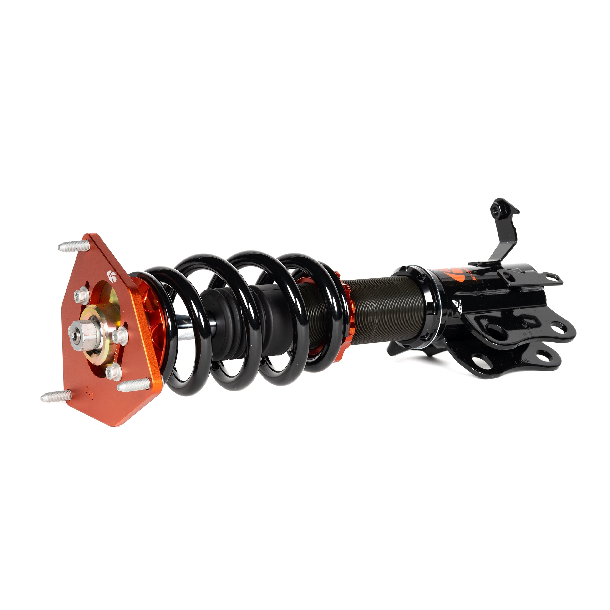 Kontrol Sport coilover with orange pillowball mount, black spring and steel lower mount