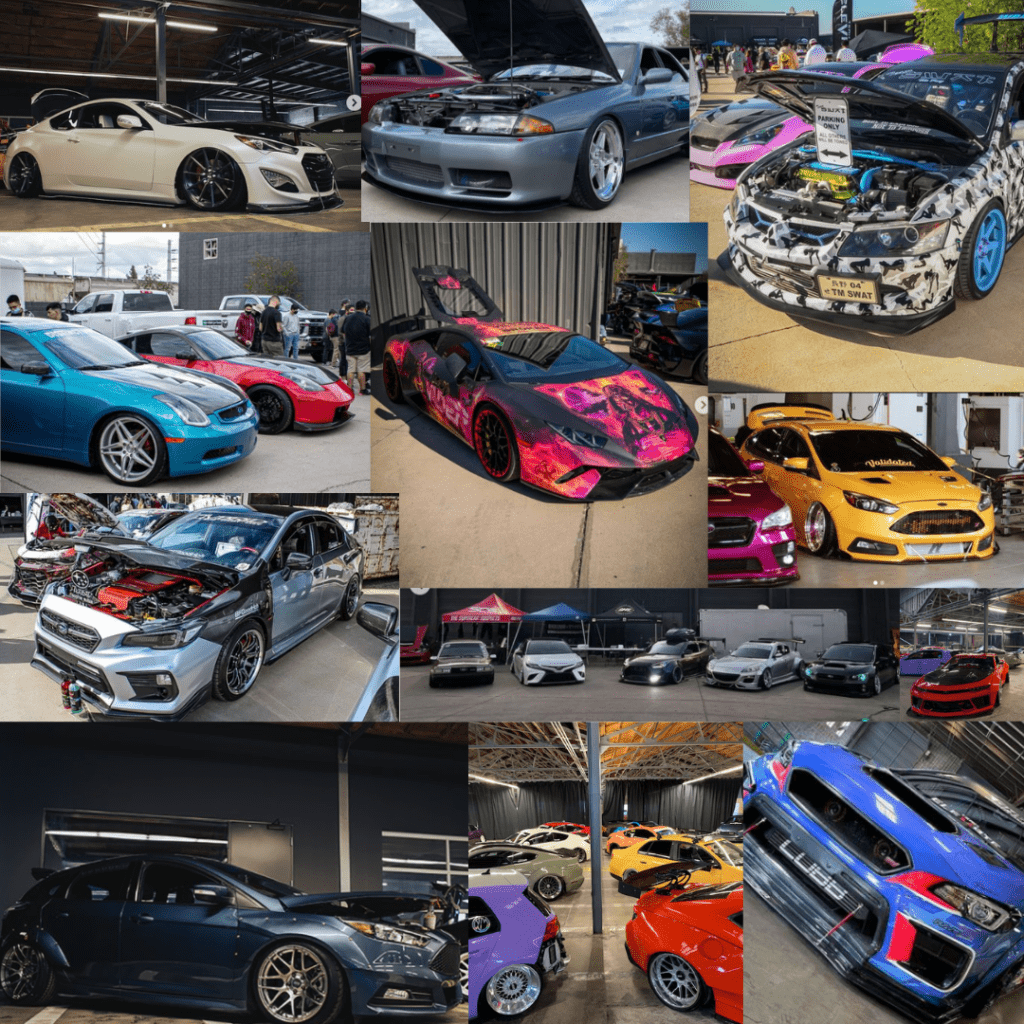 Collage of cars from the show